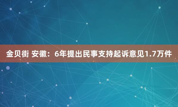 金贝街 安徽：6年提出民事支持起诉意见1.7万件