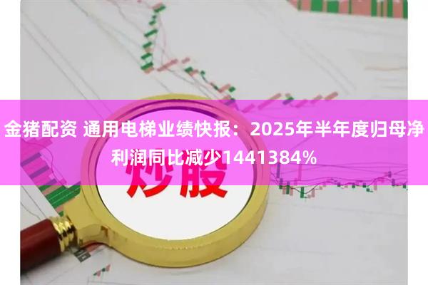 金猪配资 通用电梯业绩快报：2025年半年度归母净利润同比减少1441384%